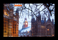 Big Ben, snow and Westminster Abbey